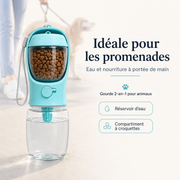 Gourde 2-en-1 pour Chien – Eau Fraîche & Friandises Toujours à Portée de Patte